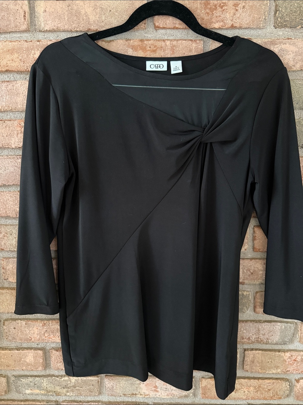 Cato Black Twist-Front Long Sleeve Top